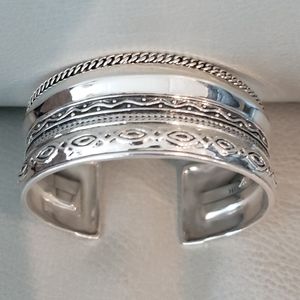 SOLD Silpada Sterling Silver Multi Pattern Wide Cuff B3424